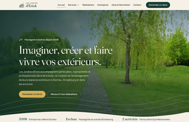 Page d'accueil du site Les Jardins d'Érick